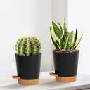 4 inch Small Plant Pots for Outdoor Indoor Plants, 5 Pack Planters with Drainage Holes and Tray, Small Self Watering Pots for Succulent,Cactus, Aloe and Other Plants (Black)