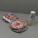 105pcs Inside Birthday Party Decorations Tableware Party Supplies Set include Banner, dinner Plates, Dessert Plates, Cups, Napkins, Balloons, Tablecloth, Cake Topper and Cupcake