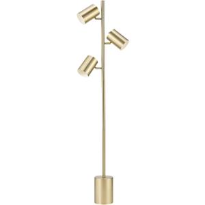 Globe Electric 67604 Pratt 63" 3-Light Floor Lamp, Matte Soft Gold, Large Weighted Base, Individual Rotary On/Off Switches on Shades