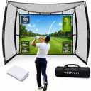 Mobile Golf Simulator Net 10ft Compact Practice Net with Steel Frame & Impact Screen Indoor & Outdoor Golf Training for Backyard, Garage & Home Sim Setup, Style: With Simulator Screen