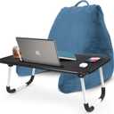 Nestl Reading Pillow with Portable Laptop Lap Desk - Shredded Memory Foam Back Support Pillow for Sitting Up in Bed and Couch Rest Pillows with Arms, Bed Tray Table with Foldable Legs, Blue Heaven