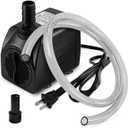 Small Submersible Pump (160GPH 10Watt), Ultra Quiet Fountain Pump (600L/H) with 3.3 ft Tubing for Aquariums, Pond Fountain, Water Feature, Indoor Fountains
