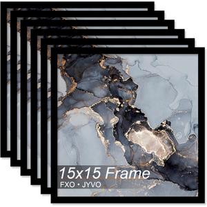 15x15 Frame Set of 6, Black Picture Frame for 15 x 15 Square Picture Poster Photo, Light Weight and High Transparent 15 by 15 Frame for Wall - 6 Pack/Black/15 x15