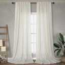 Cream Back Tab Linen Curtains 84 Inch Length for Living Room 2 Panels Rod Pocket Natural Boho Drapes Light Filtering Semi Sheer Rustic Country Neutral Farmhouse Curtain for Bedroom Ivory Colored 52x84