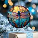 10 x Dragonfly Ornaments, 2D Flat Printed Christmas Ornaments Dragonfly Decor for Home, Dragonfly Christmas Tree Ornaments, Round Dragonfly Ornaments for Dragonfly Lover 3.5 Inches