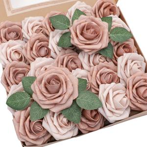 Floroom Artificial Flowers 25pcs Real Looking Warm Taupe & Nude Foam Fake Roses with Stems for DIY Wedding Bouquets Bridal Shower Centerpieces Floral Arrangements Party Tables Home Decorations Floroom Artificial Flowers 25pcs Real Looking Warm Taupe & Nude Foam Fake Roses with Stems for DIY Wedding Bouquets Bridal Shower Centerpieces Floral Arrangements Party Tables Home Decorations