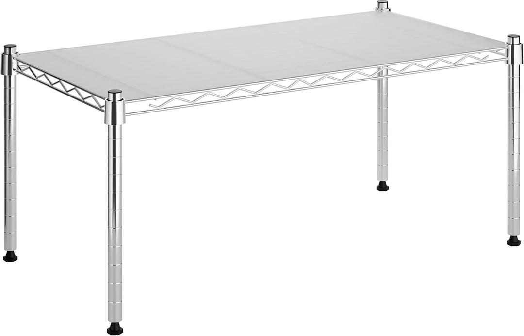 Whitmor 1 Tier Supreme Stacking Shelving Unit, Wire Metal Home Storage Organizer, 30" L x 14" W x 15" H, Chrome w/Liner, 1-TIER,30"L x 14"W x 15"H,Sliver w/Liner