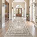 Vintage Hallway Runner Rug 3x12: Large Soft Washable Entryway for Kitchen Laundry Room Non-Slip Backing Runner for Entrance Living Room Bedroom Bathroom - Beige