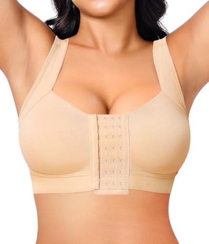 BRABIC Front Closure Post Surgery Compression Bras for Women Mastectomy Bra with Adjustable Straps Wirefree 30