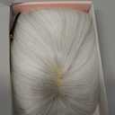 Flufymooz Real Human Hair Toppers for women, 10 Inch Clip in Bangs 100 Human Hair Toppers for Thinning Hairpiece, Cover Hairpiece with 150% Density Silk Base-Silver White