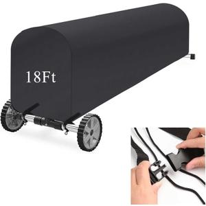 Woanger Heavy Duty Pool Solar Reel Cover Waterproof UV Resistant Inground Swimming Pool Solar Reel Roller Blanket(18 Ft,Black)