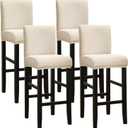 SPRINGRICO Bar Stool Covers Set of 4, Stretch Washable Barstool Seat Covers with Backs, Removable Counter Height Chair Covers for Kitchen Dining Room Cafe (S2-Beige, 4PCS)