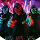 2 x Led Light Up Scary Mask El Wire Mask for Halloween 3 Lighting Modes for Aldult Teens (One Size, Green)