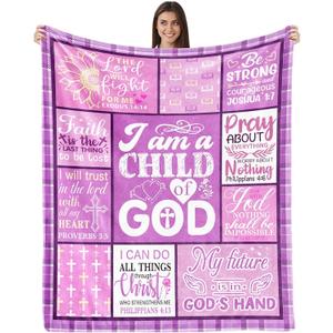 Kesidilo Christian Gifts for Women, I Am a Child of God Blankets 60"x50", Christmas Inspirational Catholic Religious Gift, Baptism Confirmation Gifts for Girls