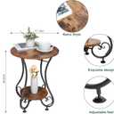 Side Table,Small Round End Table with Lower Shelf for Small Spaces, Portable Couch Sofa Coffee Table,Bedside Nightstand Table with Metal Frame,Retro Accent Drink Table for Living Room Bedroom Balcony