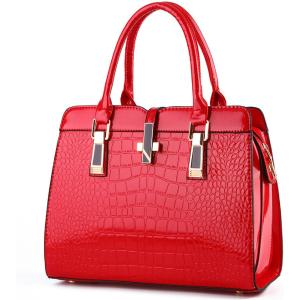 XingChen Shiny Patent Leather Handbag for Women Purse Crocodile Pattern Top-Handle Satchel Ladies Shoulder Bag Tote