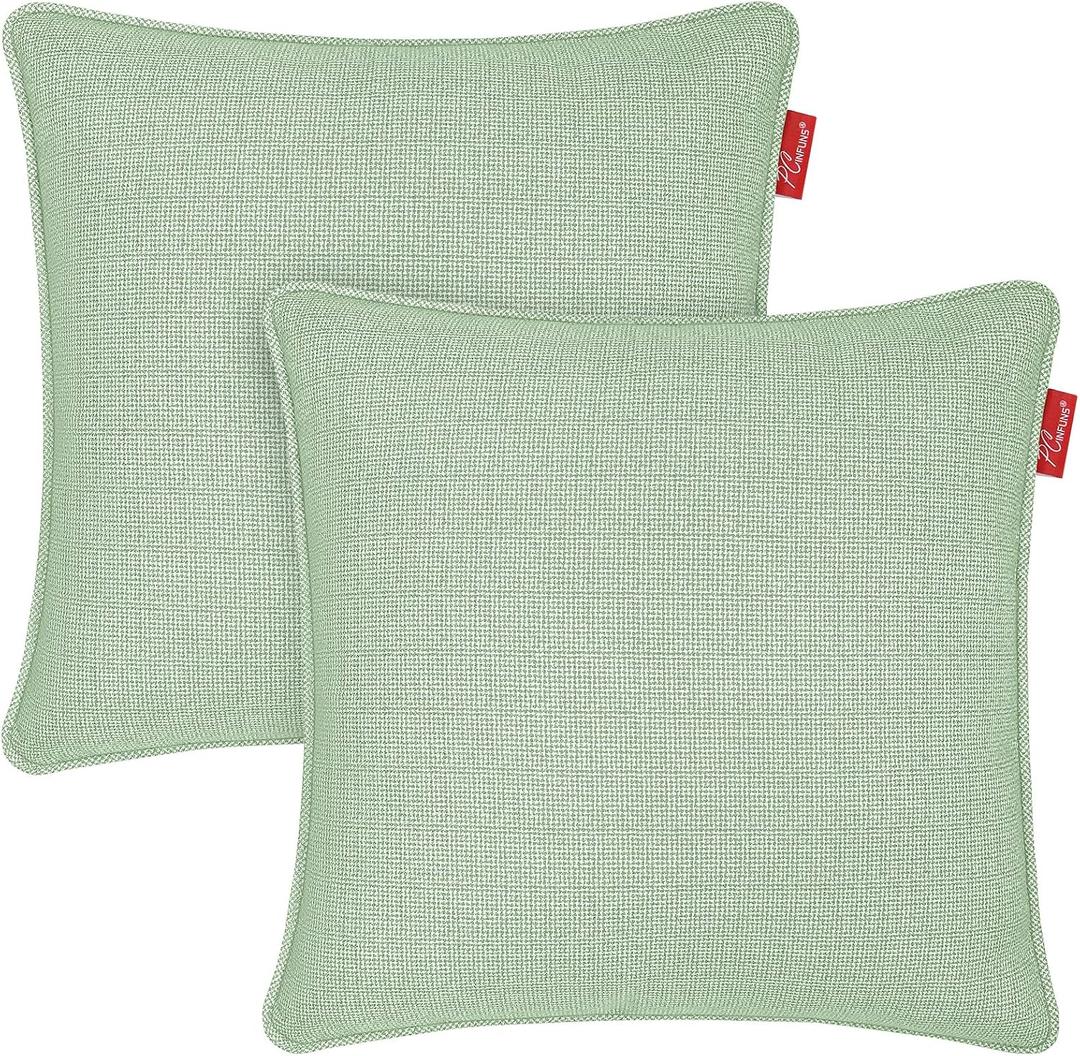 Pack of 2 Outdoor Throw Pillows,18x18 Inch All-Weather Water-Resistant Patio Pillows with Inserts,Decorative Pillows for Patio Furniture,Couch,Sofa,Poolside,Light Green