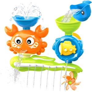 Baby Bath Toys for Kids Ages 1-3, Crab Bathtub Water Toys for Toddler 2-4, Mold Free Bath Toys W/ Suction Cup for Babies 6-12 Months Boys Girls Infant Gifts (Orange)