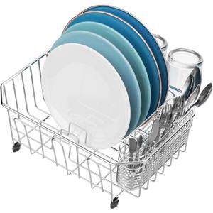 GSlife Mini in Sink Dish Drying Rack - Stainless Steel Small Dish Drainer for RV Kitchen Apartment Sink, 9.5" W x 13.4" L
