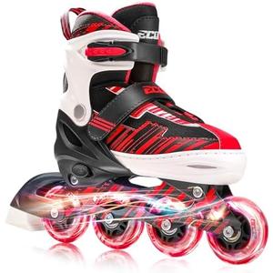 ECOO Adjustable Inline Skates Boys and Girls Ages 5-8 8-12 with Light up Wheels，Roller Skates for Kids Ages 4-12, Teen Skates for Beginner Outdoor and Indoor 36-39