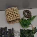 5 PCS Tank Accessories for Bearded Dragon Include Resin Classical Castle Reptile Climb Habitat Decor Hanging Jungle Vines Flexible Leaves Climbing Decor for Lizard Gecko Chameleon Spider