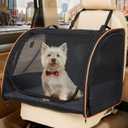 UNICITII Dog Car Seat, Enclosed Carrier for Pets Travel Safety Dog Crate Soft-Sided Covered Car Kennel Carrier for Backseat for Medium Dogs, M-24.4 X 18.9 X 19.5
