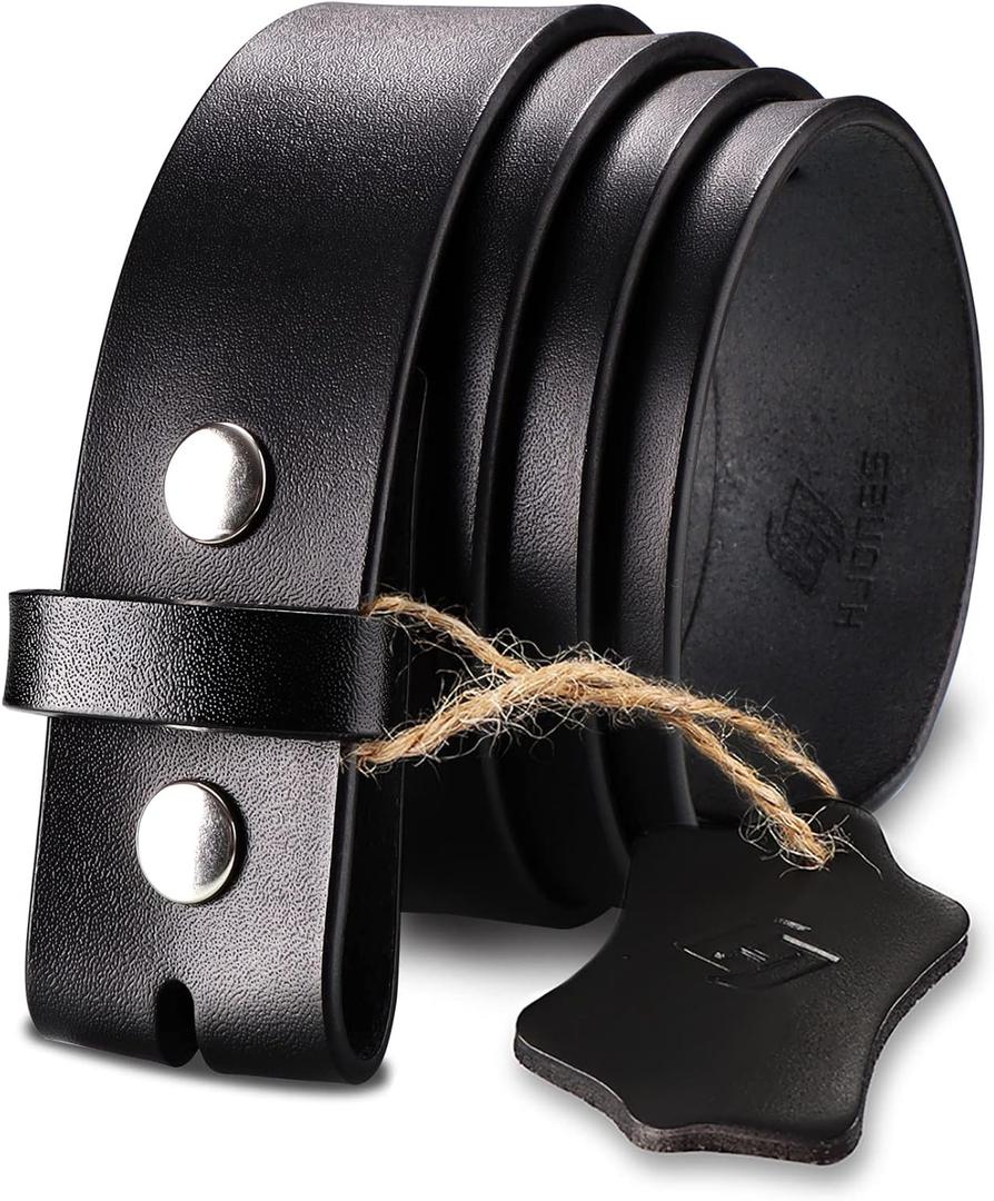 HJones Western Belts for Men without Buckle,Cowboy Belt Buckles for Men,1.5" Wide Genuine Leather Belt No Buckle (38, Black)