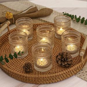 36 Pcs Clear Glass Votive Candle Holders, Tealight Candle Holders for Table Centerpieces, Vintage Candle Holder Bulk, Boho Wedding, Valentine's Day Table Decor (Clear)
