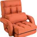 Floor Chair, Chaise Lounge Indoor, 14-Position Adjustable Folding Lazy Sofa with a Pillow Padded Adults Gaming Chairs for Living Room, Bedroom Factory Price (Orange) 8803OR