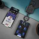 Heavy Duty Badge Holder with 32' Retractable Keychain Reel, Black (Holds 4 Cards)