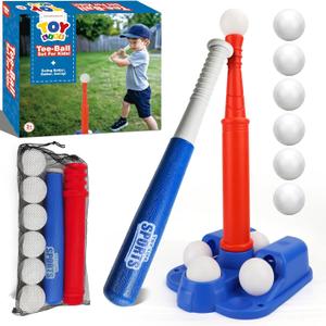 TOY Life T-Ball Set for Toddlers Ages 3-5 Kids Baseball Set with Bat, Tee and 6 Balls Outside Toys & Birthday Gift for 3, 4, 5, 6, 7, 8 Year Old Boys
