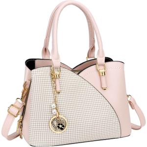 KKXIU Triple Compartments Purses and Handbags for Women Fashion Ladies Satchel Shoulder Top Handle Bag (1-pink)