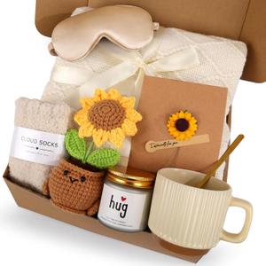 Sending Sunshine Sunflower, Thinking of You Care Package Unique Birthday Gift Baskets for Women Best Friend Mom Grandma Sister