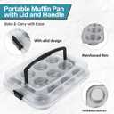 2-Pack Cupcake Pan with Lid, 12-Cup Nonstick Muffin Pan with Handle Cupcake Carrier for Baking & Transporting, Perfect for Party, Holiday, Gathering