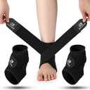 Honoson 2 Pcs Ankle Brace Kid Breathable Neoprene Ankle Support Compression Sleeve Achilles Tendonitis Relief Elastic Foot Brace with Adjustable Wrap for Sprained Plantar Fasciitis(Black,L)