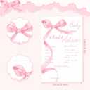 Lincia 50 Pcs Coquette Baby Shower Prediction and Advice Cards Pink Bow Prediction Wishes for Baby Shower Games Activity Gender Reveal Party Supplies Mom Dad Party Decorations
