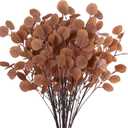 OJRTHDE 7PCS Long Artificial Eucalyptus Stems 35.4" Tall Fake Branches with Silk Apple Leaves Faux Fall Brown Plants Bouquet Festival Flowers Arrangements Accessories Home Fireplace Table Vase Décor