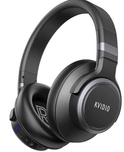 KVIDIO Active Noise Cancelling Headphones, 70 Hours Playtime Bluetooth Headphones Wireless with Microphone, Transparency Mode, Deep Bass and Hi-Fi Stereo Sound Over Ear for Travel Office