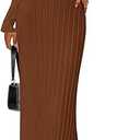 PRETTYGARDEN Womens Sweater Dress Fall 2025 Casual Boat Neck Long Sleeve Pullover Ribbed Knit Bodycon Maxi Sweater Dresses XS