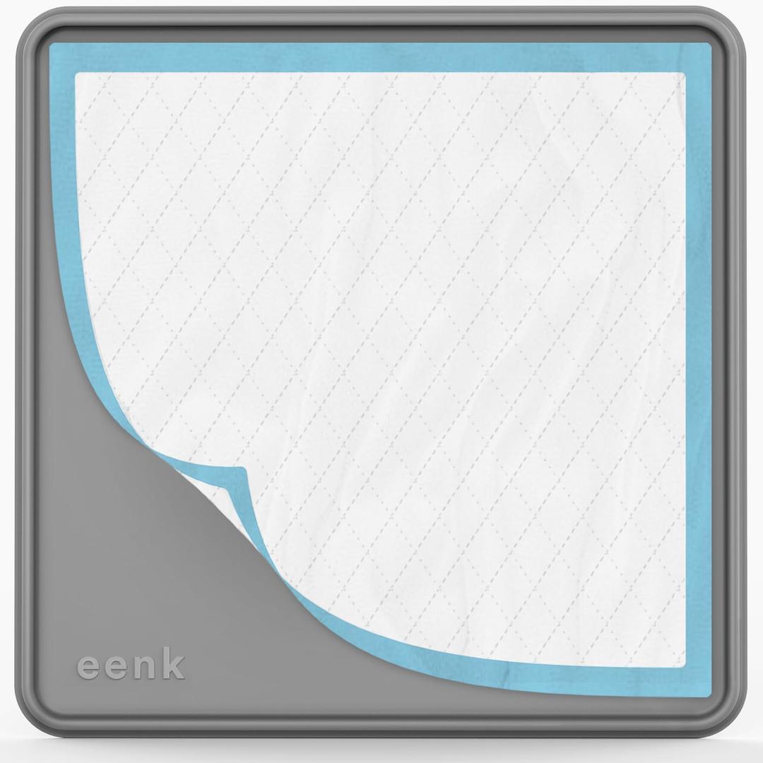 Pee Pad Tray Holder for Dogs - Fits Up to 22 x 22 in. Square Potty Training Pads No Spill Raised Lip High Edge Silicone Mat, Extra Thick and Non-Slip for Indoor Floor Protection (Small, Gray) | eenk