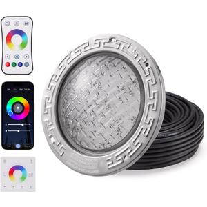 LUMORA 50W LED Pool Light for 10" Wet Niche - 120VAC, 100ft Cord, Smart Control (App/Remote/Wall Panel), Dimmable RGB Color-Changing Underwater Light (10 inch 100ft)