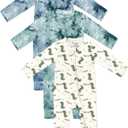 Jimonda Baby Girls Boys Footless Pajamas,Rayon From Bamboo Pjs 2 Way Zipper Long Sleeve Soft Sleeper,Infant Tie-dye Romper (18-24 Months, Dinosaurs&blue&green)