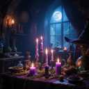 4-Pack Purple Printed Taper Candles Unscented - Dripless & Smokeless 7-Hour Burn - 10" Hand-Poured Candles with Pumkin Skull Ghost Design for Halloween Decoration