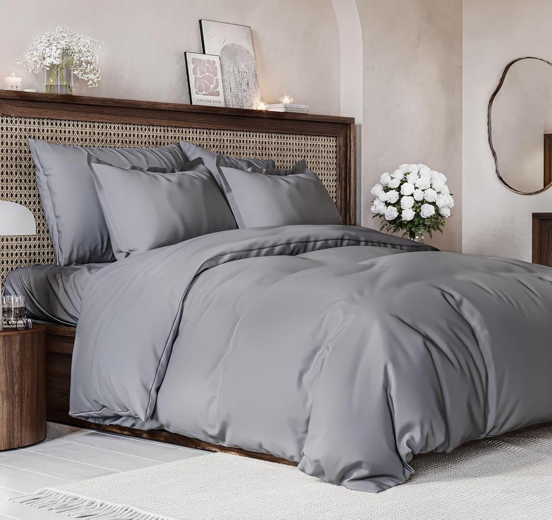 Duvet Cover Full Size Set - Extra Soft Full Size Duvet Cover 80 x 90 with 2 Pillow Shams - Hotel Luxury Easy Care and Fade Free w/Zipper Closures & Ties - Comfy Breathable Bedding Set (Steel Blue) (05 - Steel Blue  (No Comforter))