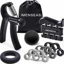 IMENSEAS Grip Strength Trainer 7 Pack Adjustable Hand Gripper, Finger Stretcher Resistance Extensor Bands, Finger Exerciser, Grip Strength Ring & Stress Ball, Hand Grip Strengthener, Navy 