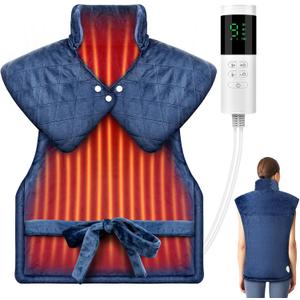 Heating Pad for Neck and Shoulders and Back, Pain Relief Electric Heating Pad for Back Large 24X37 with 9 Heat Settings 4 Timers, Birthday Gifts for Women Men Mom Dad (Dark Blue)