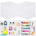 8Pcs Pegboard Wall Organizer Panels, White Pegboard Wall Mount for Craft Room, Garage, Kitchen, Living Room, Bathroom, and Study Room, Peg Boards for Walls Easy to Install