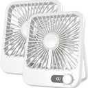 2 Pack Portable Travel Fan 5000mAh, 20 Hours Battery Life 6.8" Small Criuse Fan with 100 Speed,Digital Display, Rechargeable Battery Operated Quiet Personal Fan for Desk Office Bedroom Outdoor