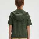 M MAELREG Boys Short Sleeve Golf Hoodie Quarter Zip with Pockets Lightweight Camo Rain Pullover for Teen (Green), 8Y