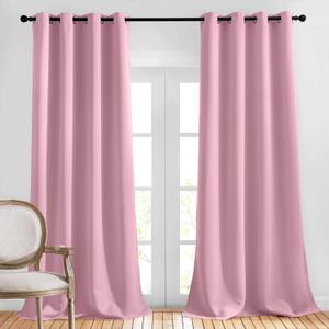 NICETOWN Bedroom Room Darkening Curtains - Triple Weave Grommet Top Thermal Insulated Solid Energy Saving Panels/Drapes for Villa/Hall, Crystal Pink, 1 Panel, 52 inches by 95 Inch